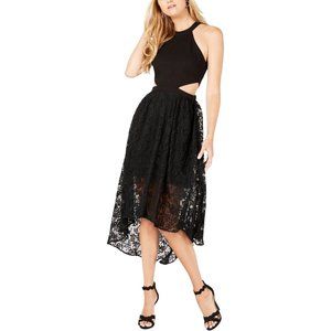 Avec Les Filles Black Sleeveless Lace Hi-Lo 4